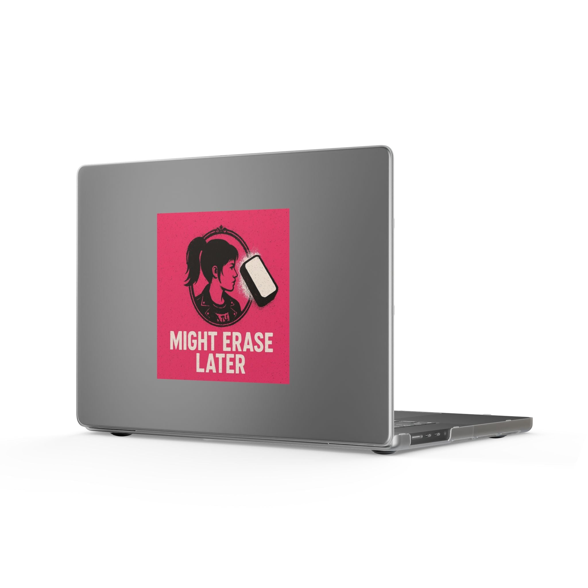 MacBook Case — 'Might Erase Later' Pink Retro Graphic